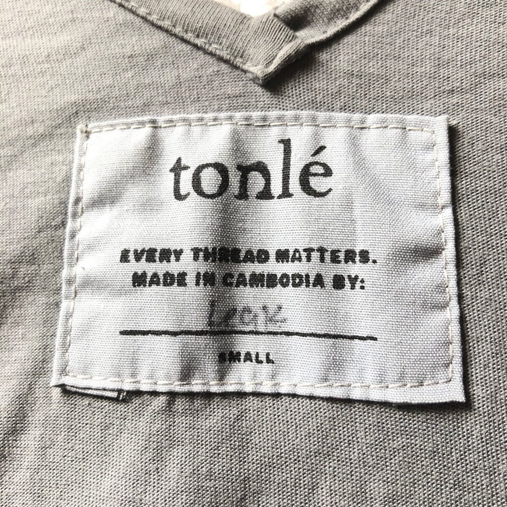 TONLE Shift Short Sleeve Midi Dress Black Gray Sustainable Recycled Size Small - Picture 3 of 10